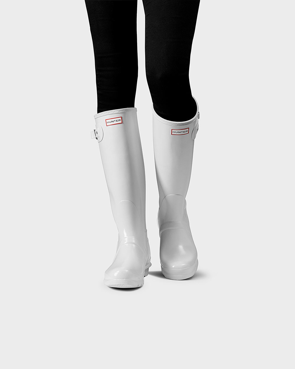 Women Hunter Original Gloss | Tall Rain Boots White | NZ-35490-XELD